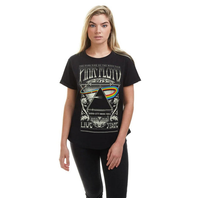 Black - Side - Pink Floyd Womens-Ladies Carnegie T-Shirt