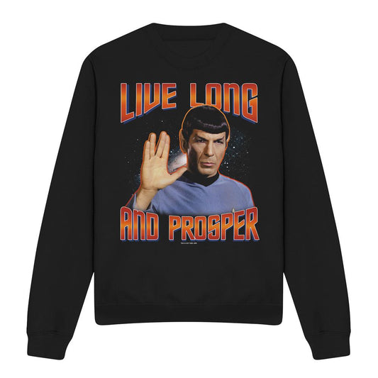 Black - Front - Star Trek Unisex Adult Original Live Long and Prosper Sweatshirt