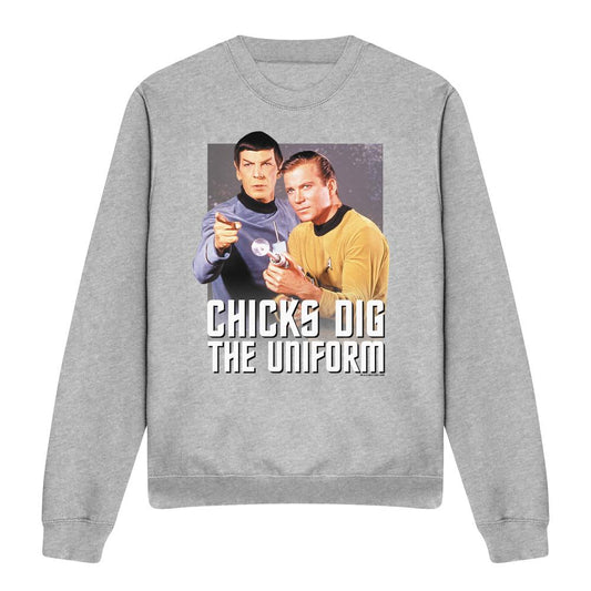 Sport Heather - Front - Star Trek Unisex Adult Chicks Dig Sweatshirt