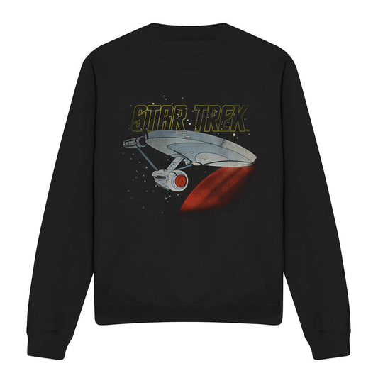 Black - Front - Star Trek Unisex Adult Enterprise Retro Sweatshirt