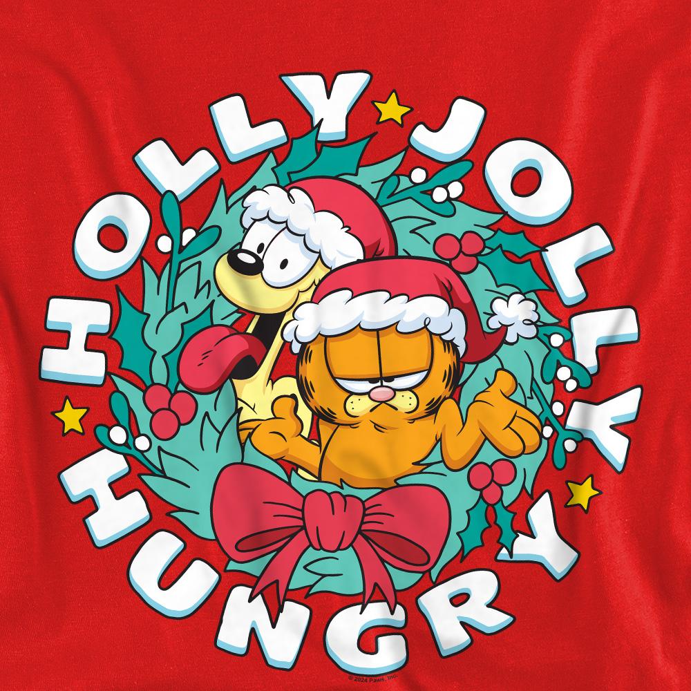 Red - Pack Shot - Garfield Unisex Adult Holly Jolly Hungry Odie Christmas Sweatshirt