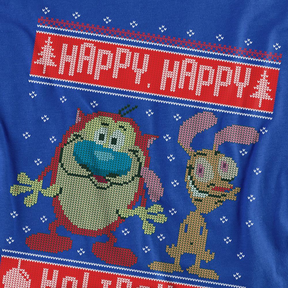 Royal Blue - Pack Shot - Ren & Stimpy Unisex Adult Happy, Happy Holidays Christmas Jumper Sweatshirt
