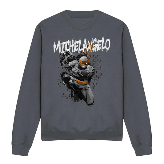 Charcoal - Front - Teenage Mutant Ninja Turtles Unisex Adult Michelangelo Sweatshirt