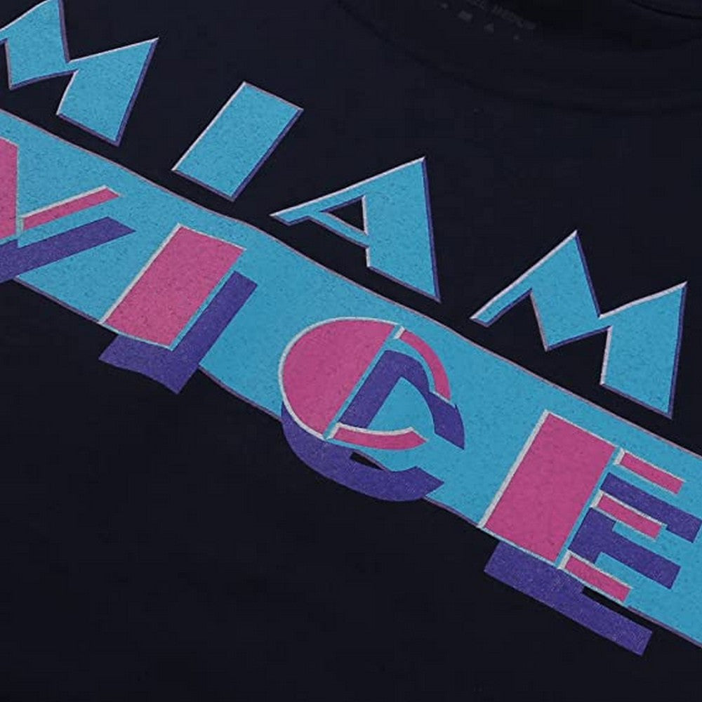 Navy-Blue-Pink - Side - Miami Vice Mens Logo T-Shirt