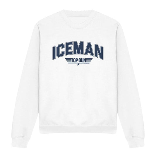 White - Front - Top Gun Unisex Adult Iceman Varsity Sweatshirt