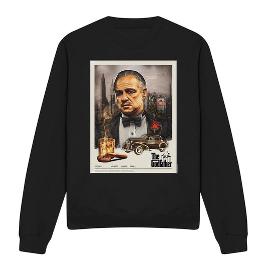 Black - Front - The Godfather Unisex Adult Vintage Poster Sweatshirt