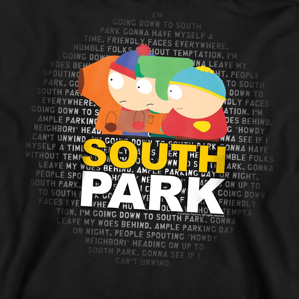 Black - Pack Shot - South Park Unisex Adult Lyrics Sweatshirt