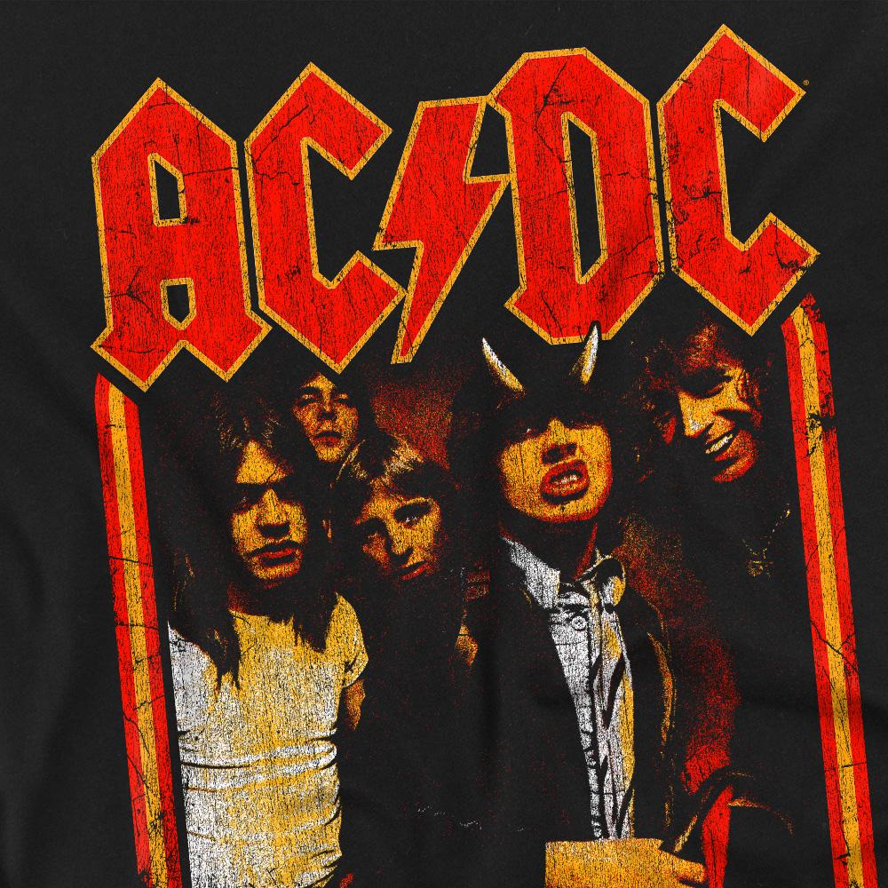 Black - Pack Shot - AC-DC Mens Group Distressed T-Shirt