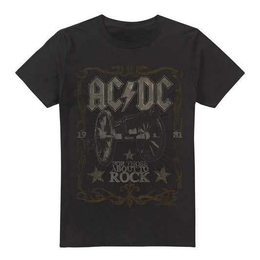 Black - Front - AC-DC Mens Rock Label T-Shirt