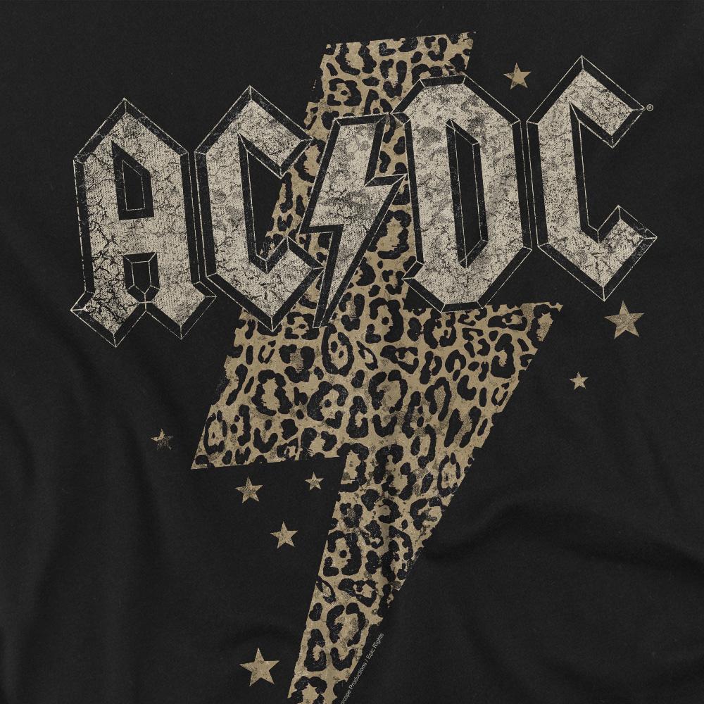 Black - Pack Shot - AC-DC Mens Leopard Print Bolt T-Shirt