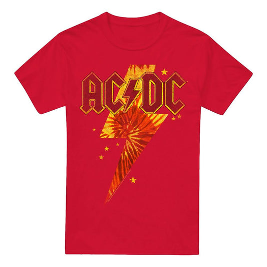 Red - Front - AC-DC Mens Tie Dye Bolt T-Shirt