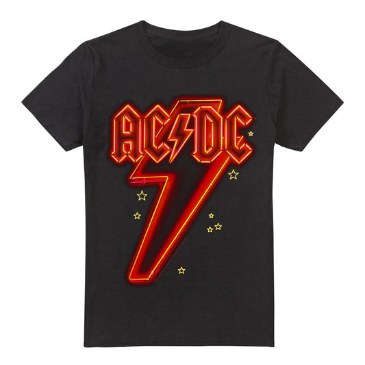 Black - Front - AC-DC Mens Neon Bolt T-Shirt