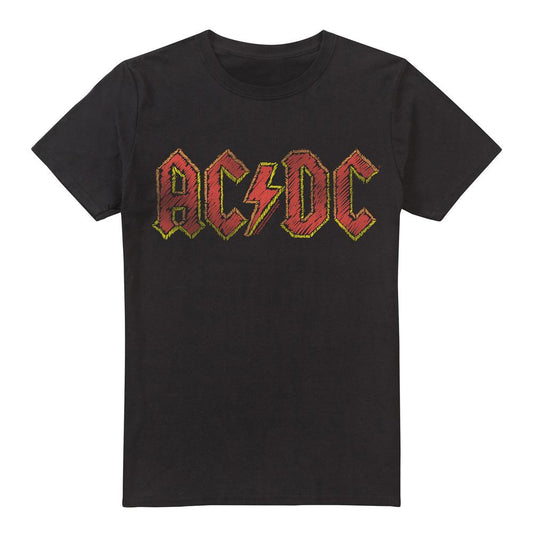 Black - Front - AC-DC Mens Hand Drawn Logo T-Shirt