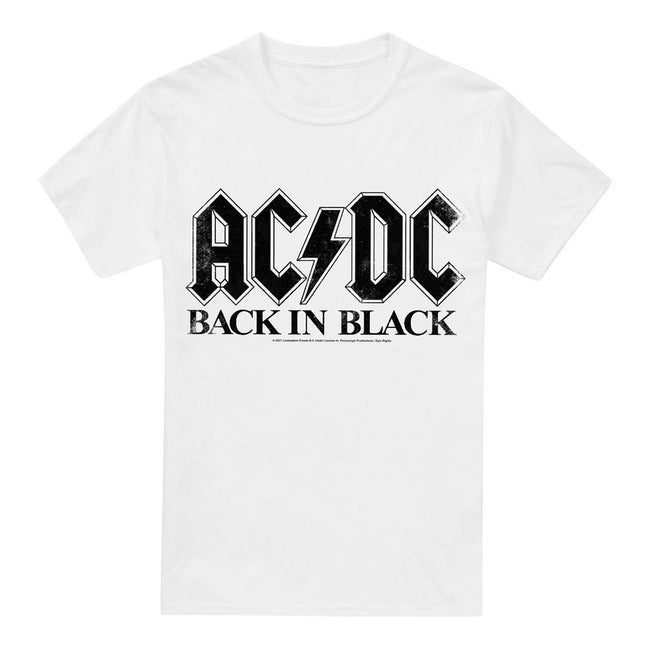 White - Front - AC-DC Mens Back In Black T-Shirt