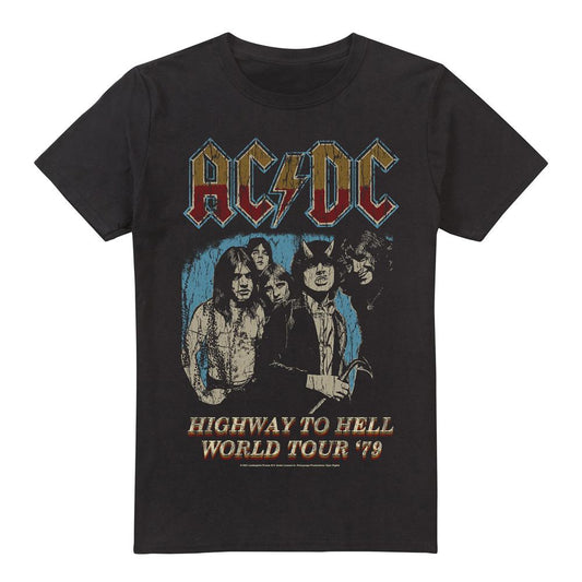 Black - Front - AC-DC Mens Highway World Tour 79 T-Shirt