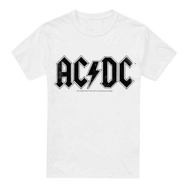 White - Front - AC-DC Mens Logo T-Shirt