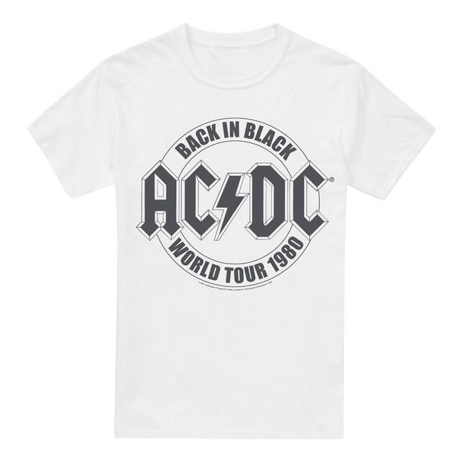 White - Front - AC-DC Mens Tour Emblem T-Shirt