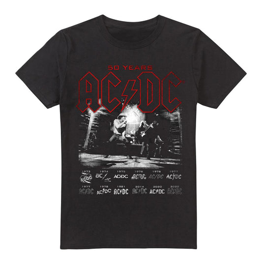 Black - Front - AC-DC Mens Logo Stack T-Shirt
