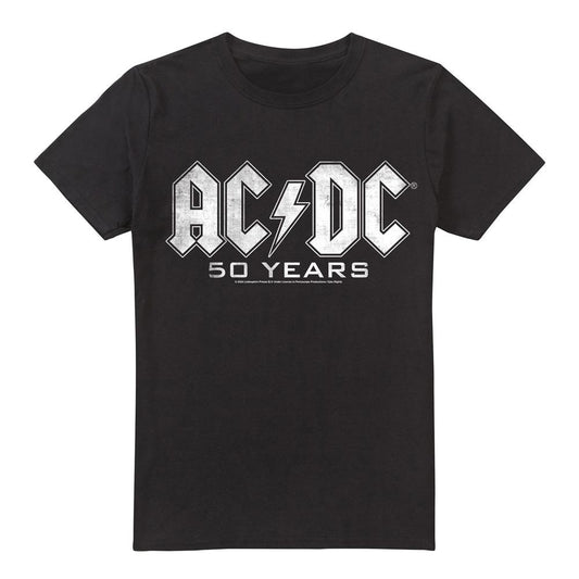 Black - Front - AC-DC Mens 50 Years Logo T-Shirt
