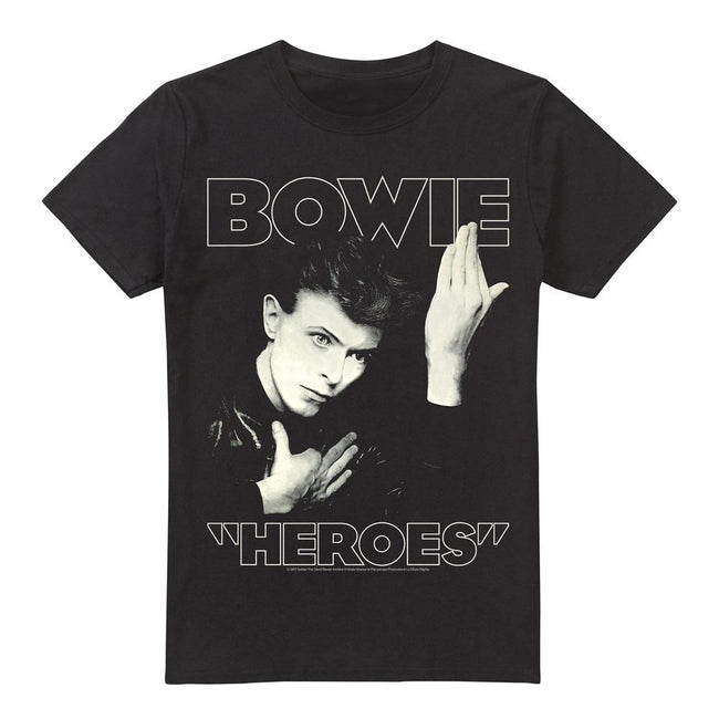 Black - Front - David Bowie Mens Heroes Cover T-Shirt