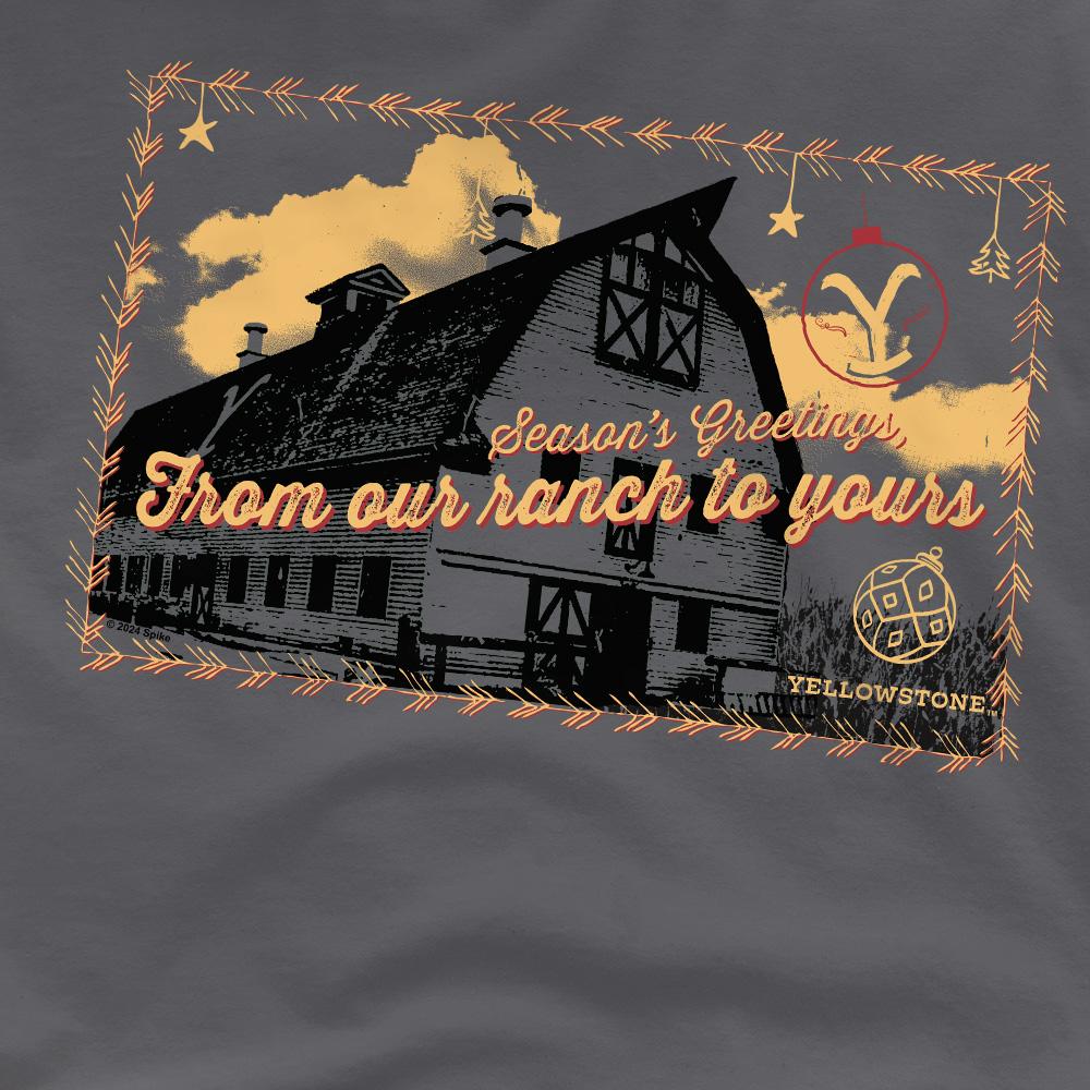 Charcoal - Pack Shot - Yellowstone Mens Seasons Greetings From The Yellowstone Christmas T-Shirt