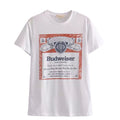 Vintage White - Front - Budweiser Womens-Ladies Label Oversized T-Shirt