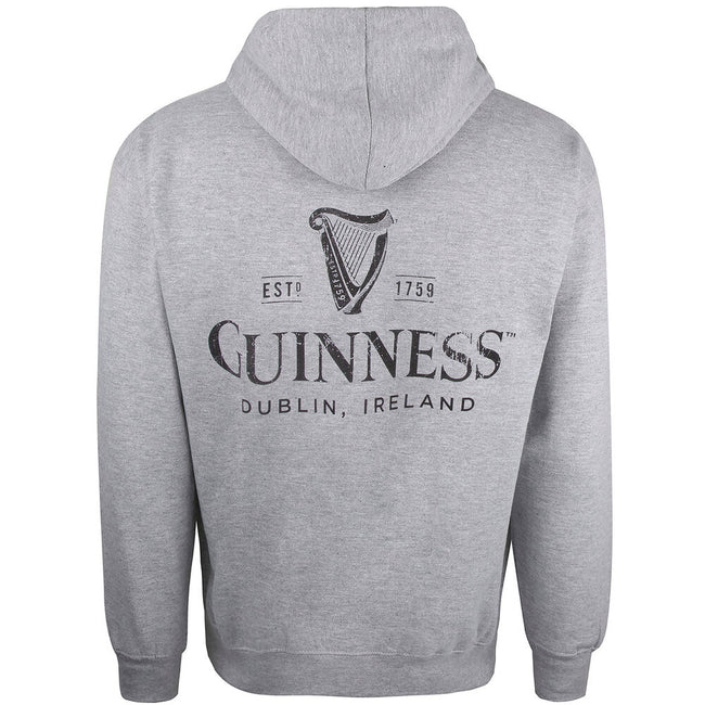 Grey Marl - Back - Guinness Mens Mono Harp Full Zip Hoodie
