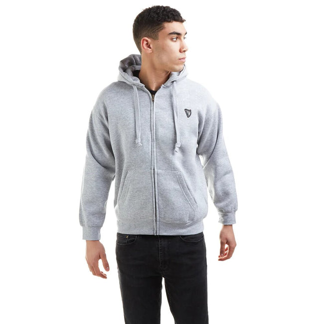 Grey Marl - Side - Guinness Mens Mono Harp Full Zip Hoodie