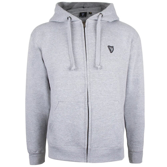 Grey Marl - Front - Guinness Mens Mono Harp Full Zip Hoodie