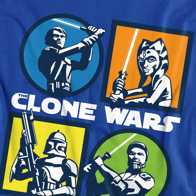 Royal Blue - Side - Star Wars Unisex Adult Clone Wars Grid T-Shirt
