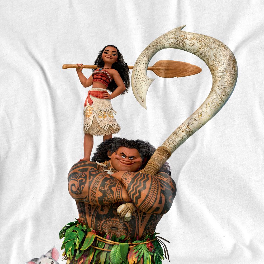 White - Side - Moana Unisex Adult Maui Moana Stacked T-Shirt