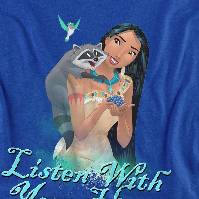 Royal Blue - Side - Pocahontas Unisex Adult Listen With Your Heart T-Shirt