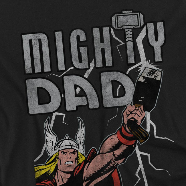 Black - Side - Thor Unisex Adult Mighty Dad Lightning Fathers Day T-Shirt