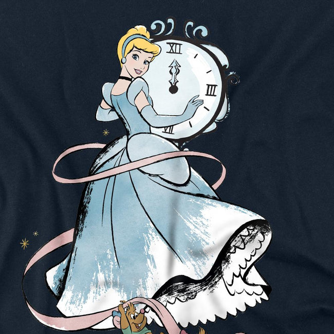 Navy - Side - Cinderella Unisex Adult Clock Strikes Twelve Jaq And Gus T-Shirt