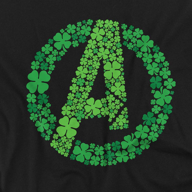 Black - Side - Avengers Unisex Adult Logo Shamrock St Patricks Day T-Shirt