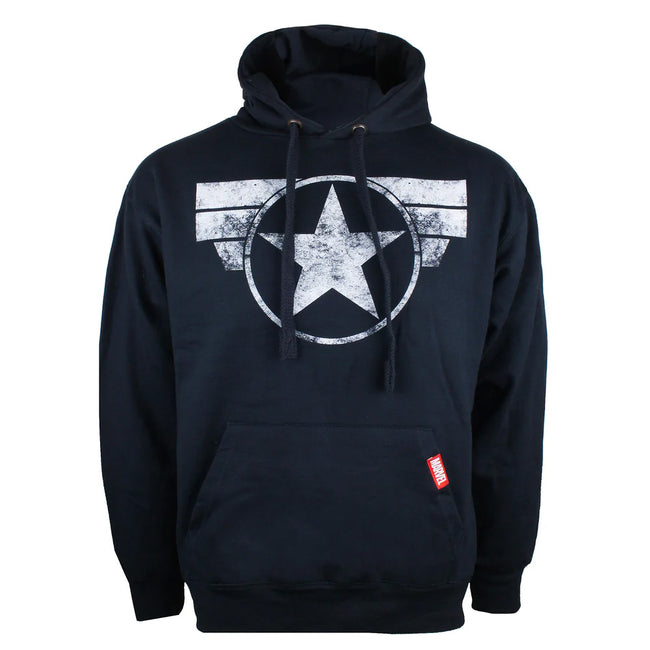 Navy - Front - Captain America Mens Logo Hoodie