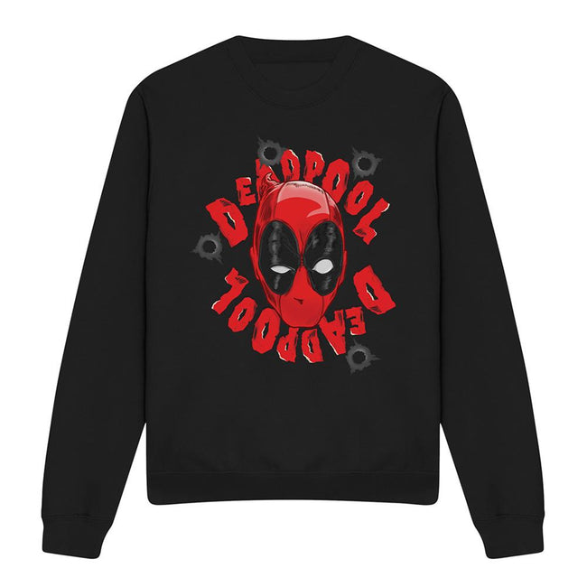Black - Front - Deadpool Unisex Adult Head Sweatshirt