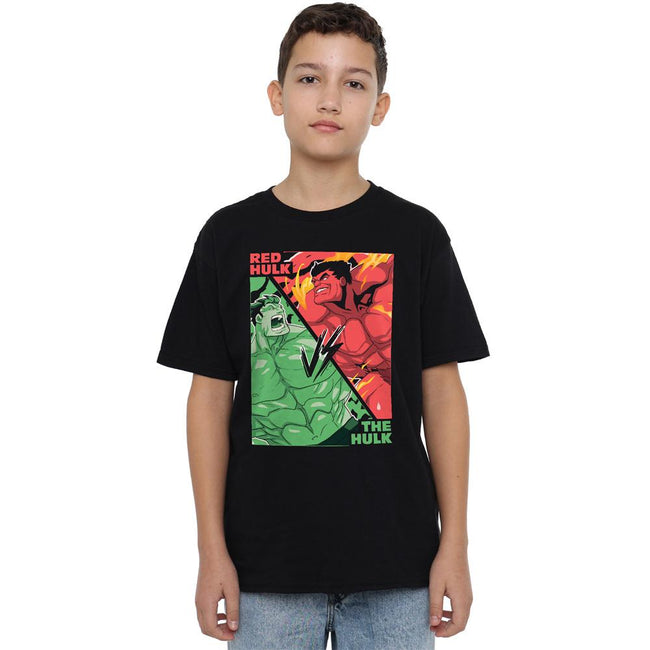 Black - Lifestyle - Hulk Childrens-Kids Vs Red Hulk T-Shirt