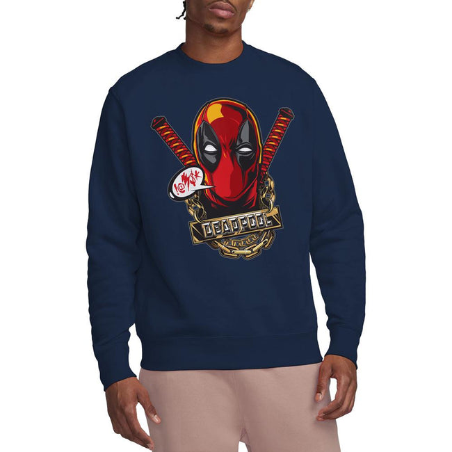 Navy - Side - Deadpool Unisex Adult Gangster Sweatshirt