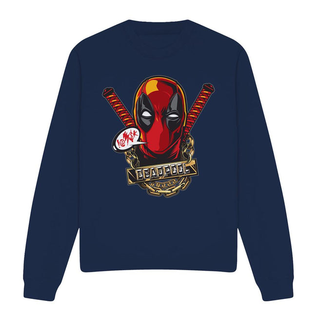 Navy - Front - Deadpool Unisex Adult Gangster Sweatshirt