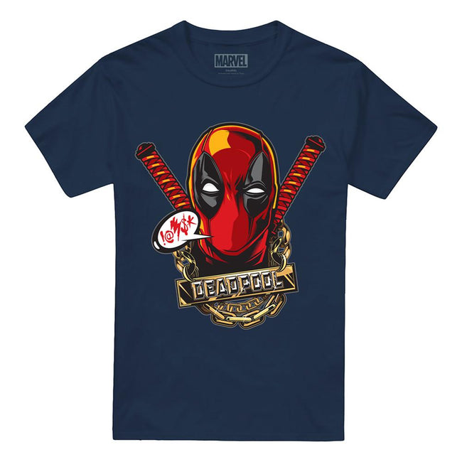 Navy - Front - Deadpool Mens Gangster T-Shirt