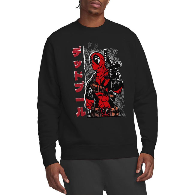 Black - Side - Deadpool Unisex Adult Japanese Sweatshirt