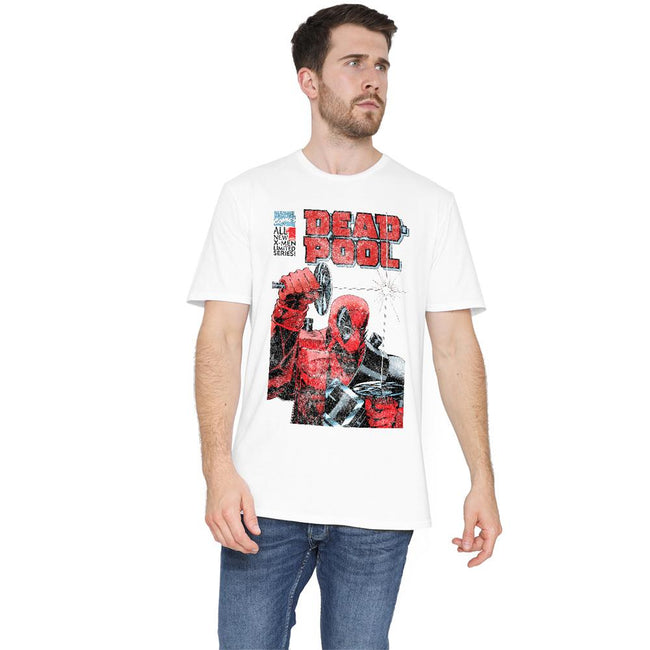 White - Side - Deadpool Mens Comic Cover T-Shirt