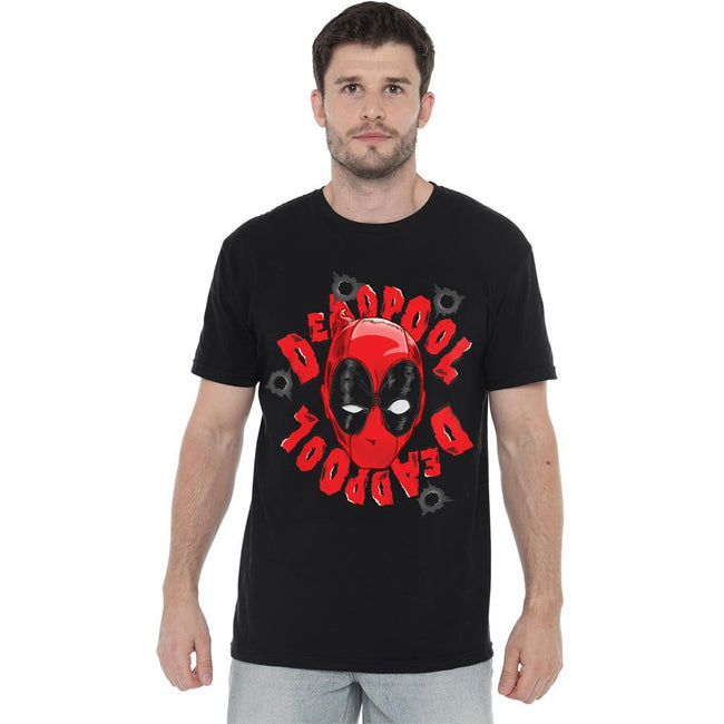 Black - Side - Deadpool Mens Head T-Shirt
