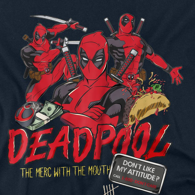 Deep Navy - Side - Deadpool Unisex Adult Attitude T-Shirt