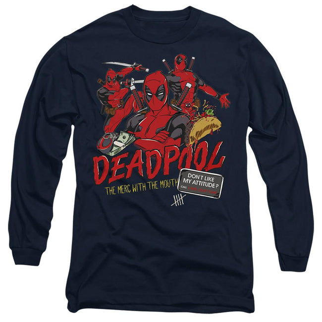 Deep Navy - Front - Deadpool Unisex Adult Attitude T-Shirt