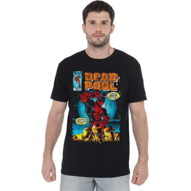 Black - Side - Deadpool Mens Would You Want It Comic Cover T-Shirt