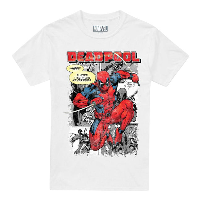 White - Front - Deadpool Mens Comic Strip T-Shirt