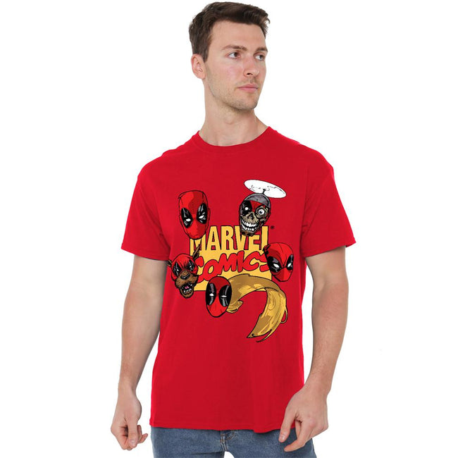 Red - Side - Deadpool Mens Character Heads T-Shirt