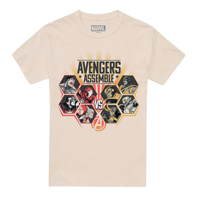 Natural - Front - Avengers Mens Vs Villains T-Shirt
